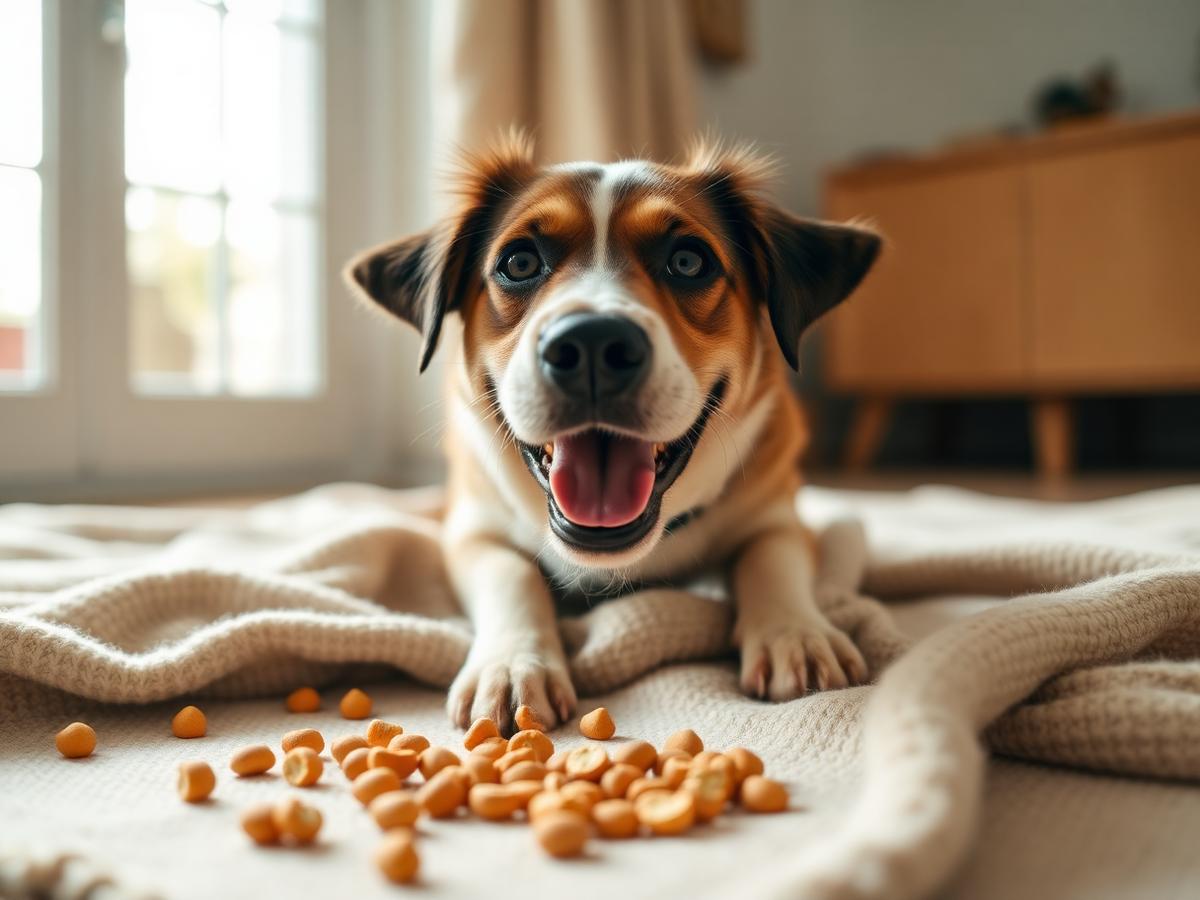 A dog joyfully engaged with an enrichment puzzle